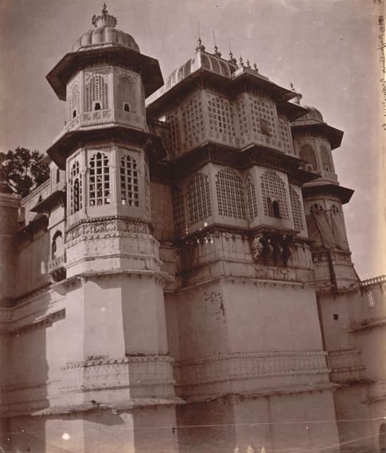 Exterior view of corner pavilions of the City Palace, Udaipur