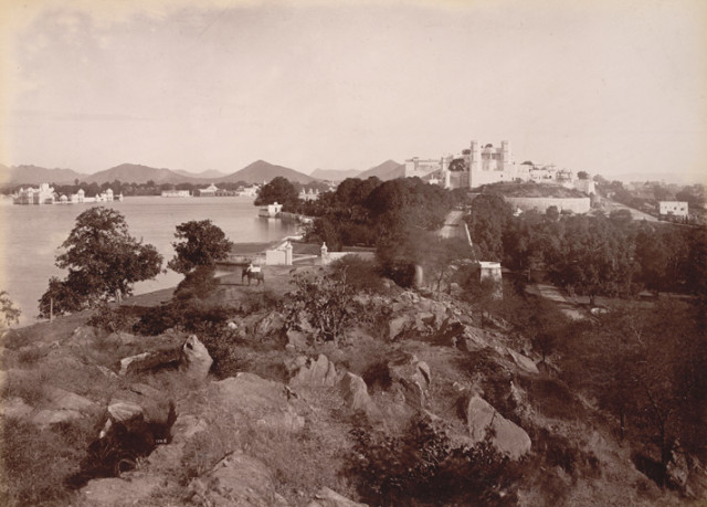 Palace and Lake from the south, [Udaipur]