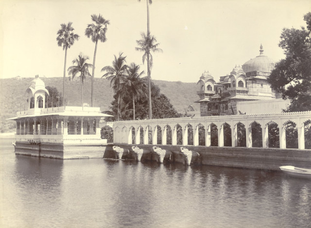 The Jagmandir (water-palace), Udaipur. From the north-west
